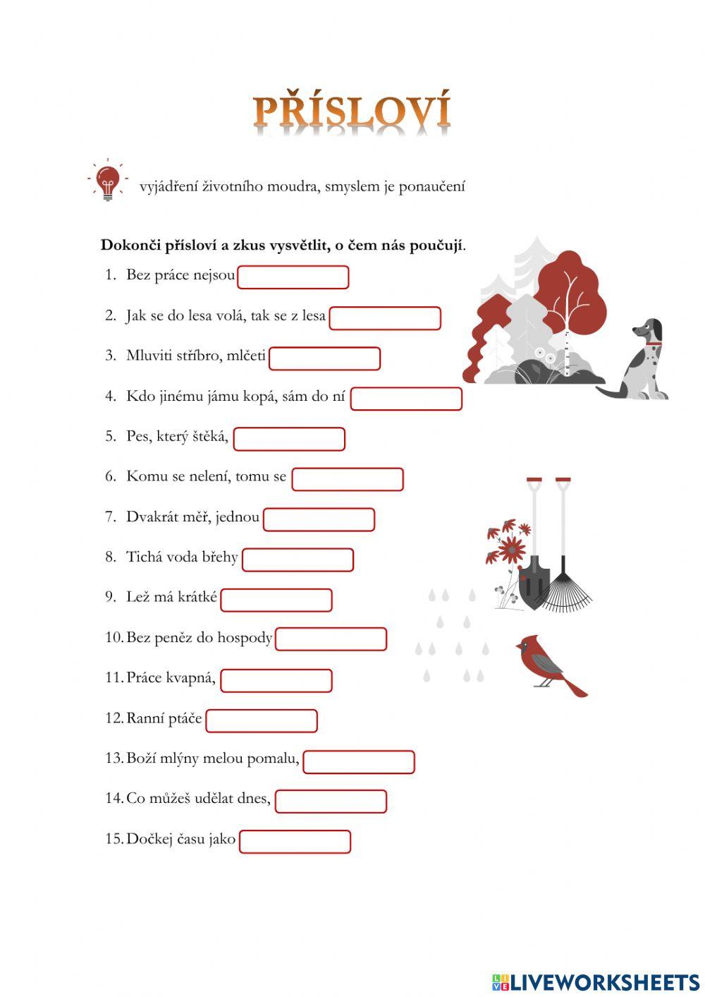 Pracovní list - Slovní druhy