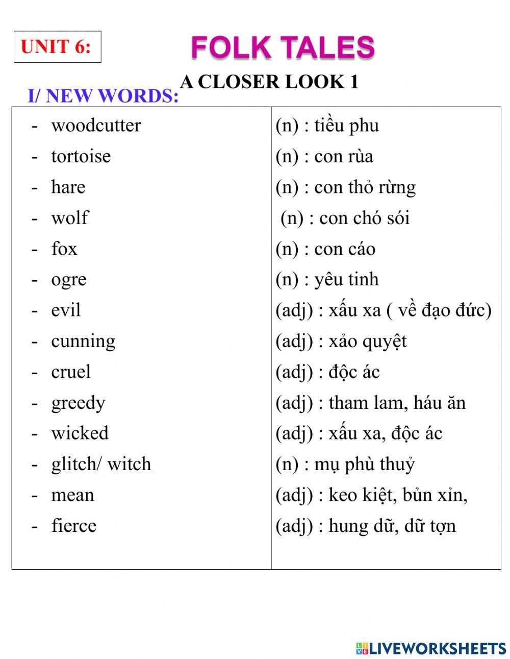 English 8- unit 6- a closer look 1