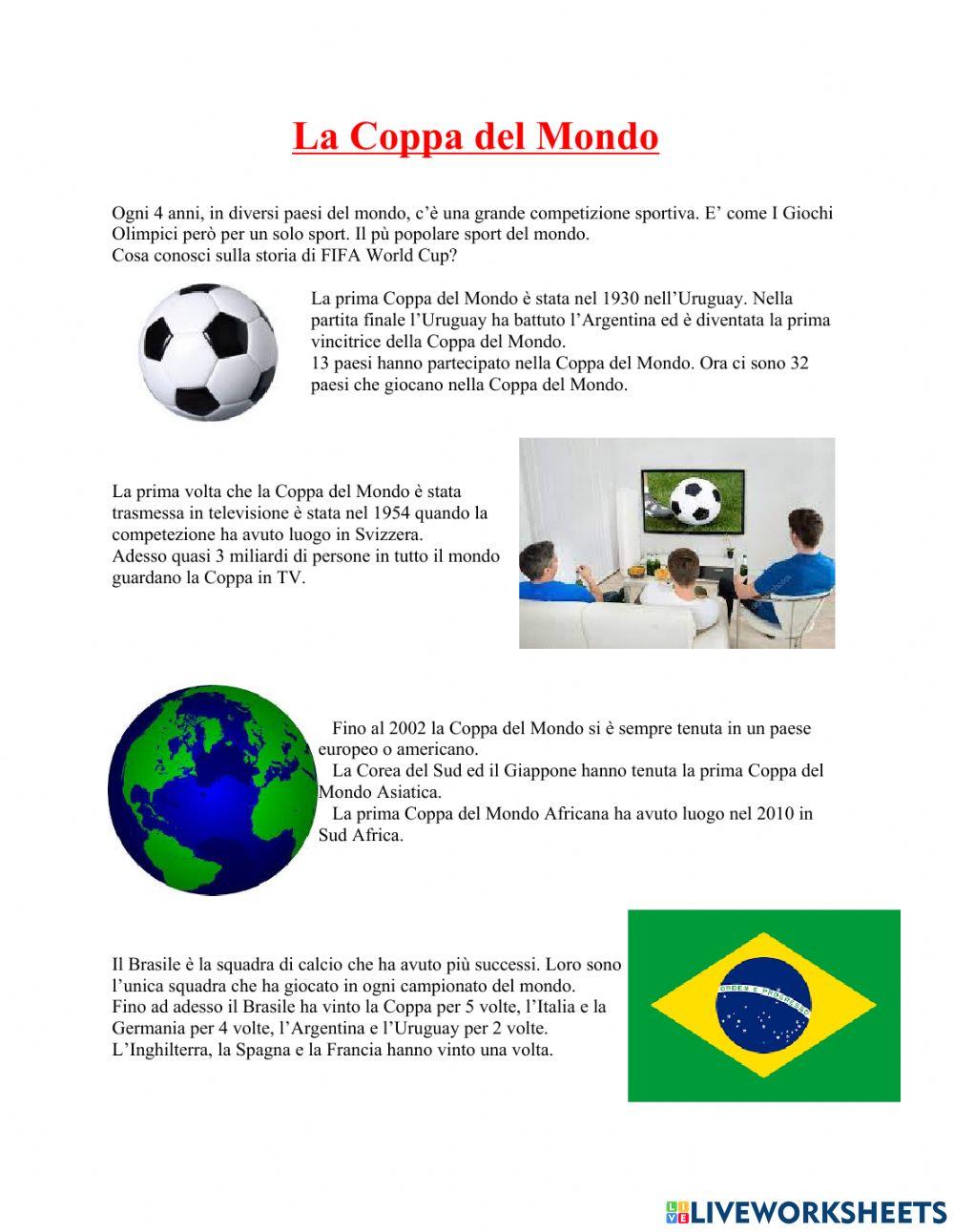Il calcio reading a2 worksheet live worksheets