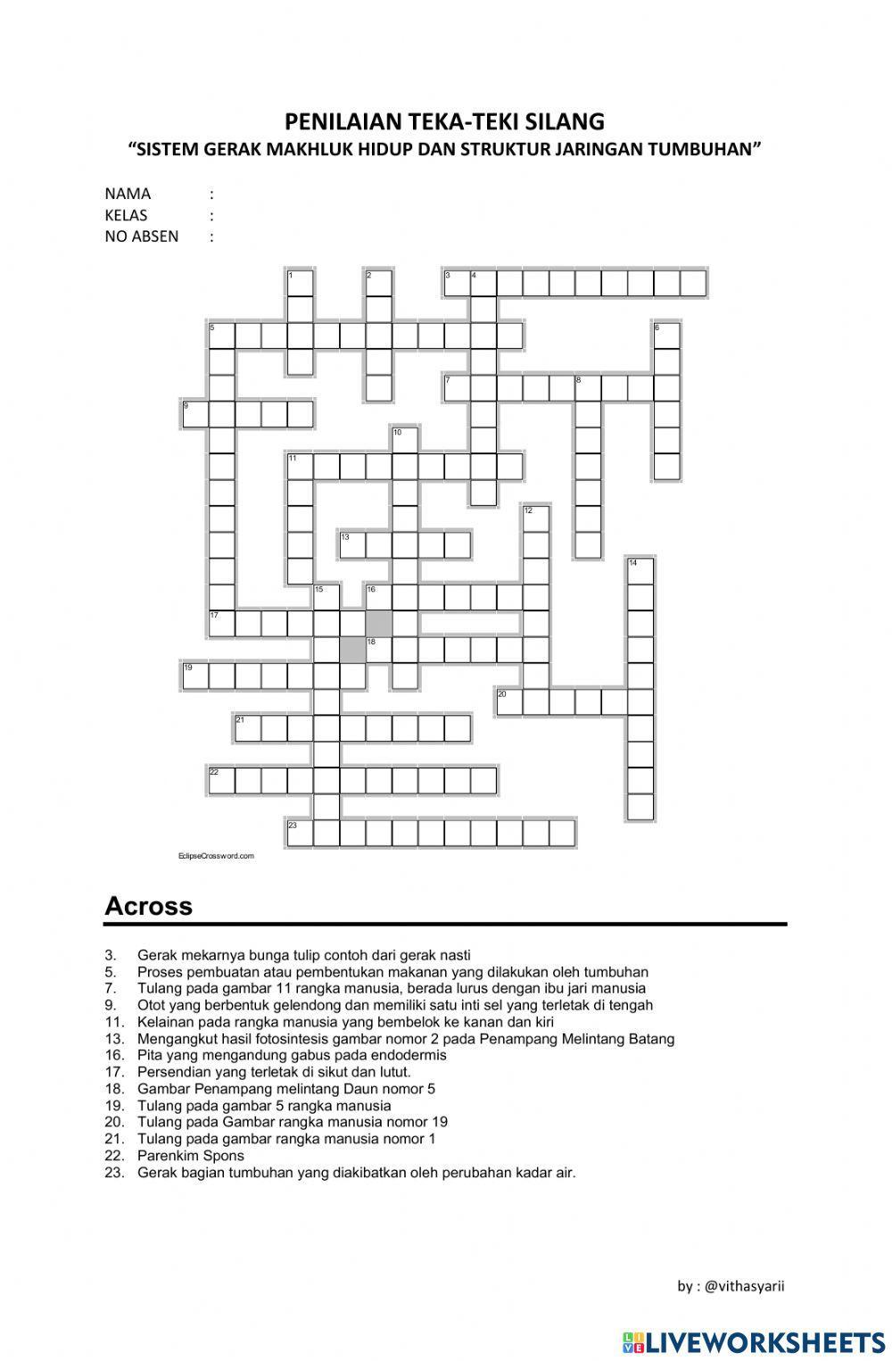 TTS Sistem Gerak Makhluk Hidup dan Struktur Jaringan Tumbuhan
