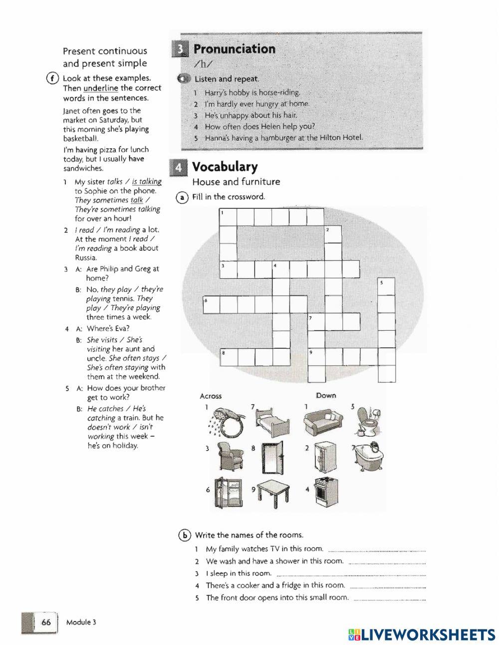 House and Furniture Worksheet