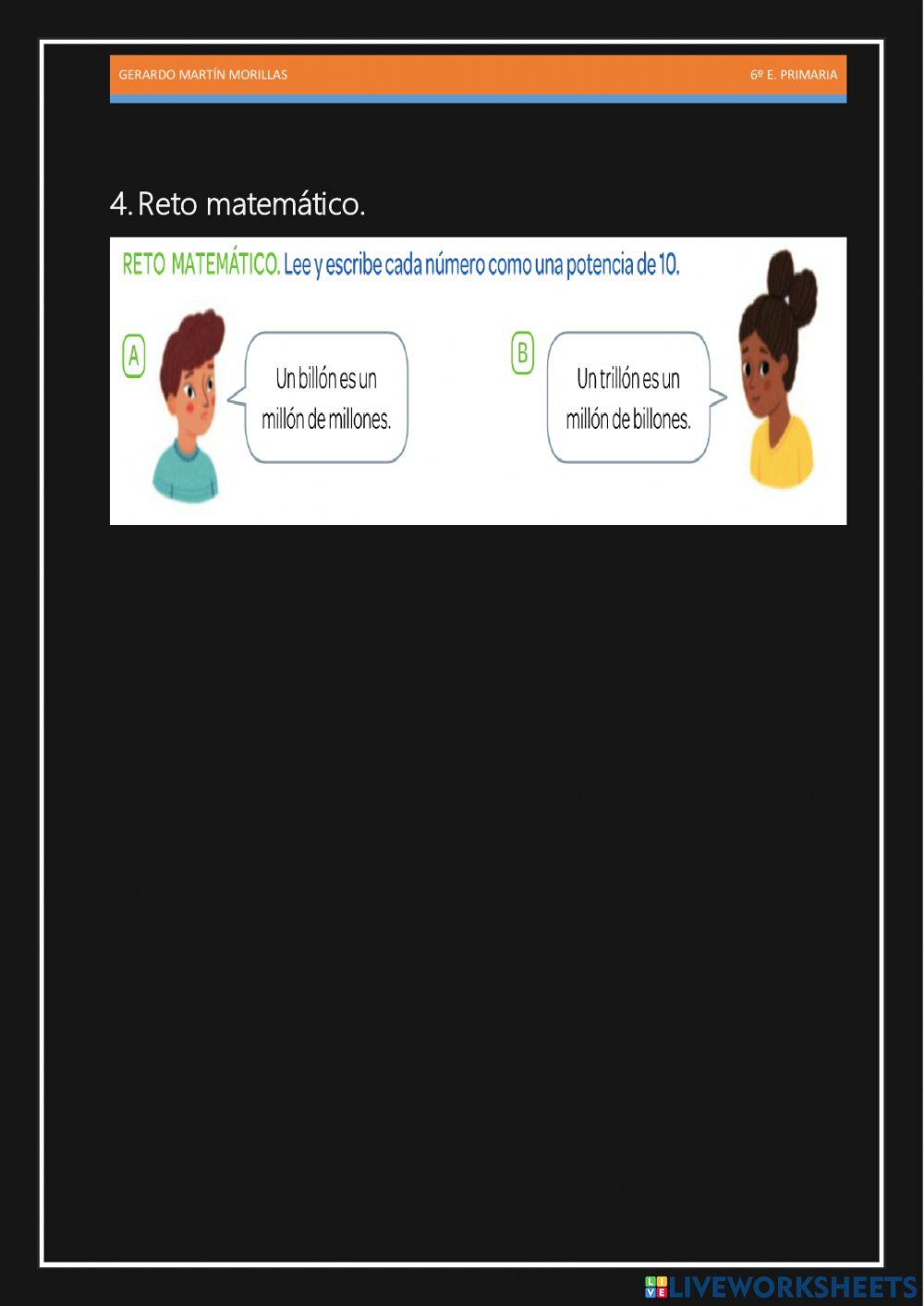 Cálculo y operaciones. Ficha 4. 6º.