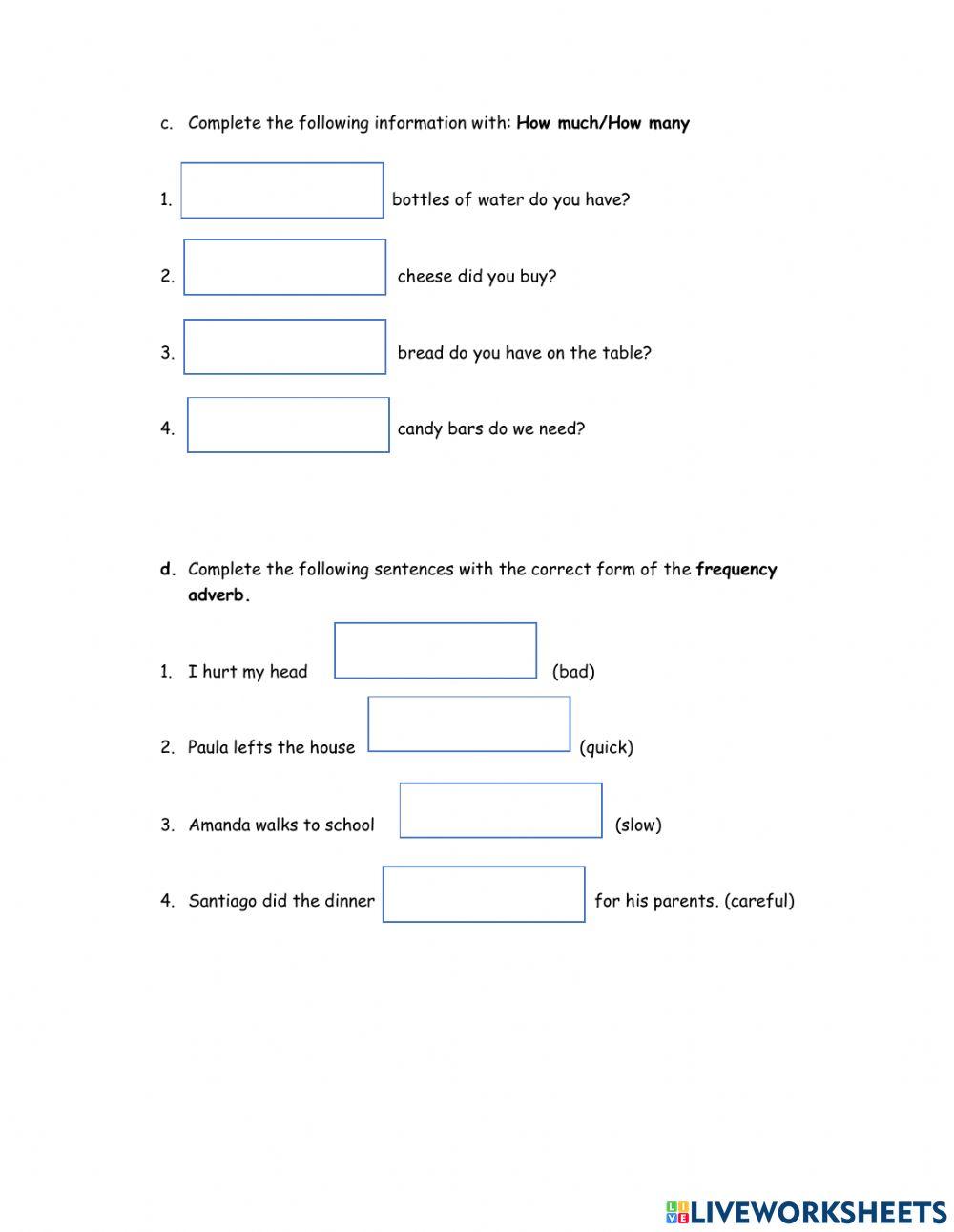 Homework 3    Fourth grade