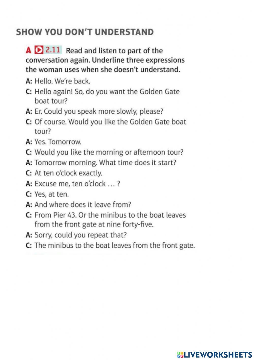 Showing you don't understand