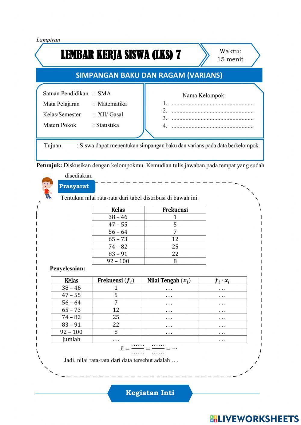 Lkpd simpangan baku dan ragam