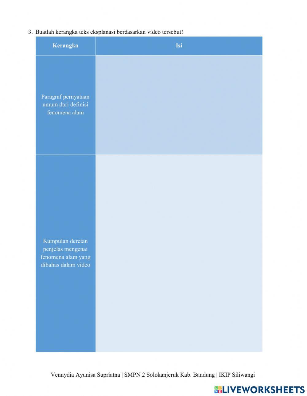 LKPD Menulis Teks Eksplanasi