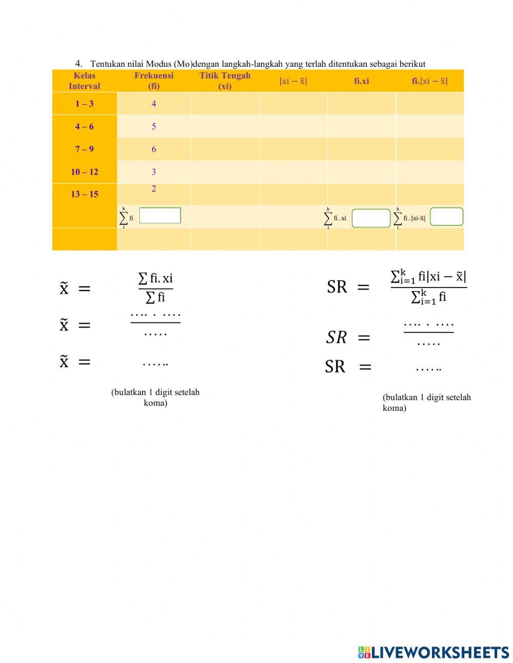 Simpangan rata-rata (sr)