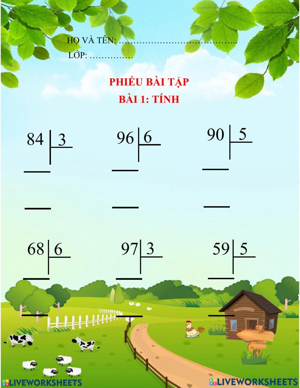 Chia số có 2 chữ số cho số có 1 chữ số