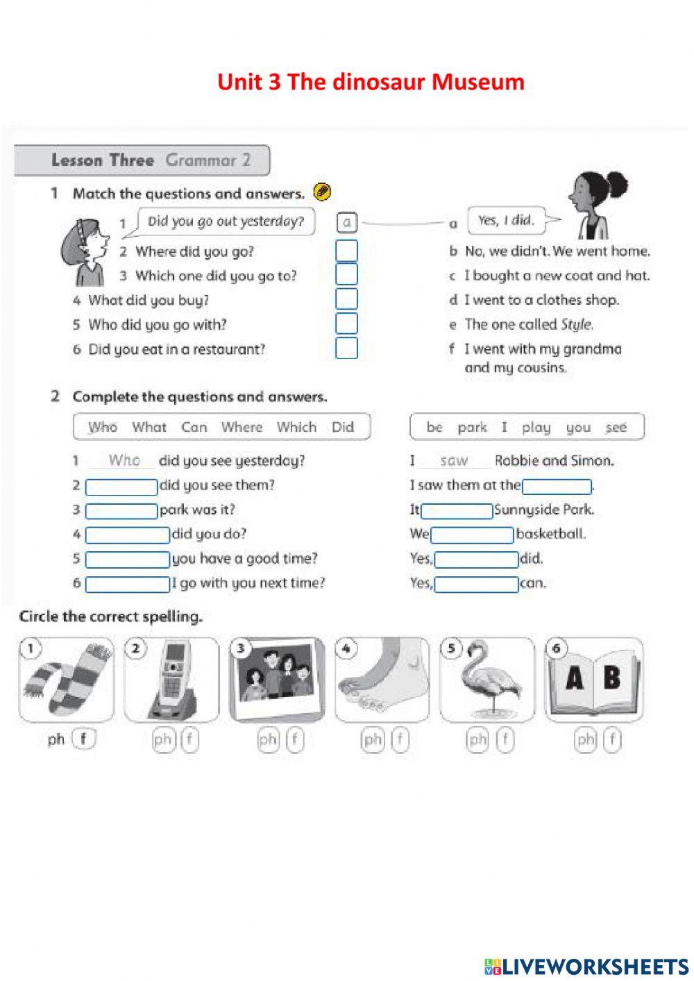 Family and Friend Unit 3 The dinosaur museum