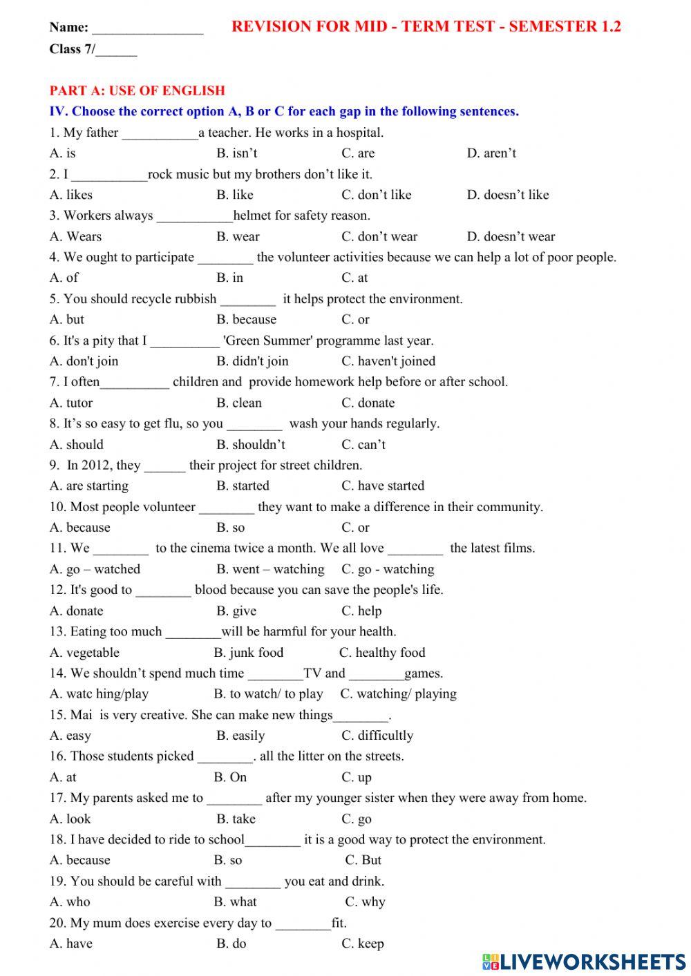 English 7 review for mid term test 1.2