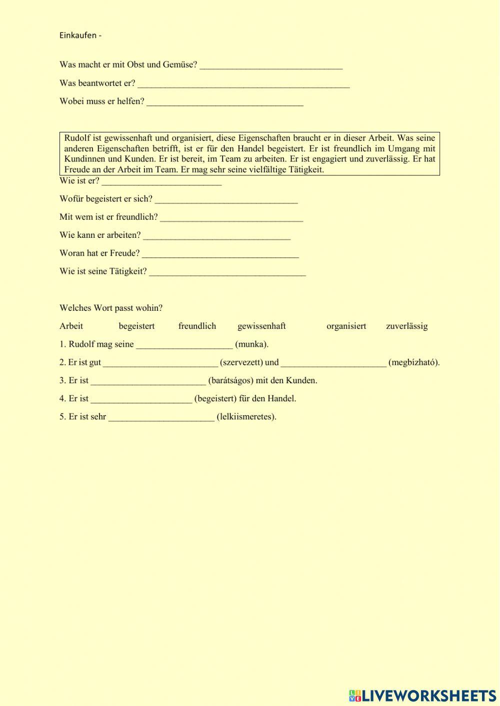 Einkaufen - Arbeit bei Hofer - Ung-Deutsch