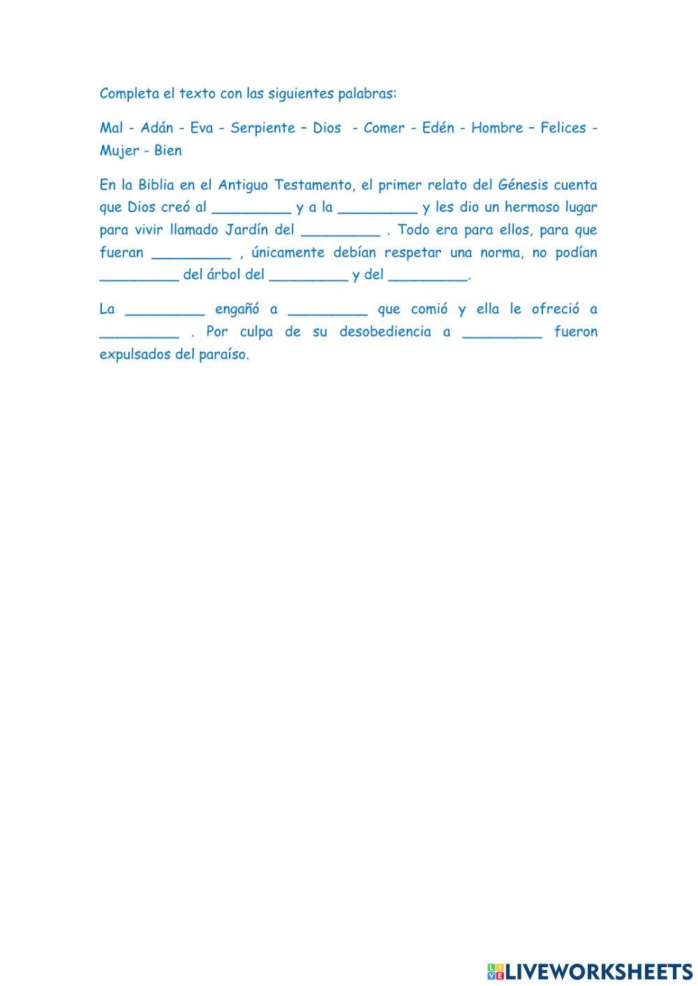 Adán y Eva en el paraíso