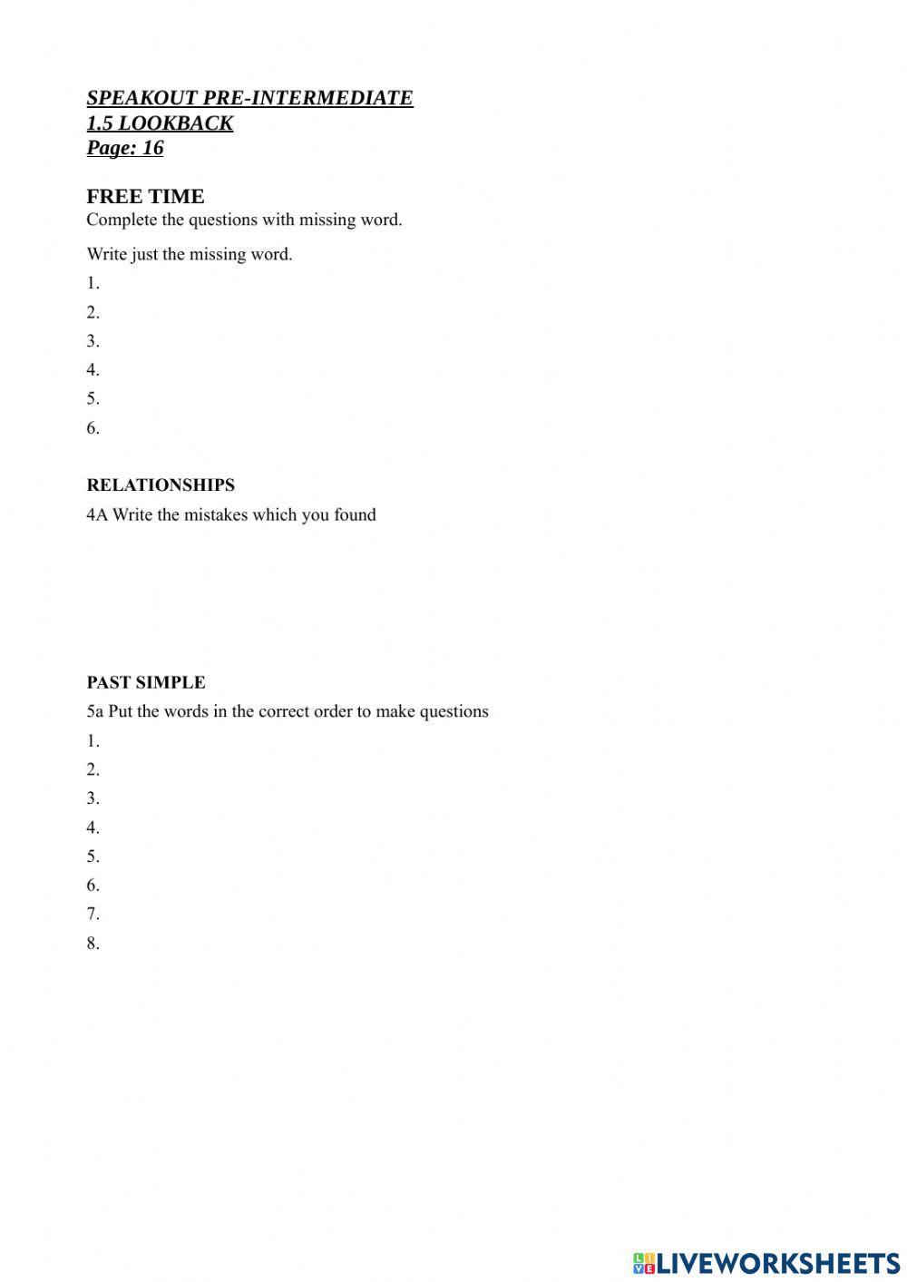 Speakout A2+-B1 Lookback 1.5