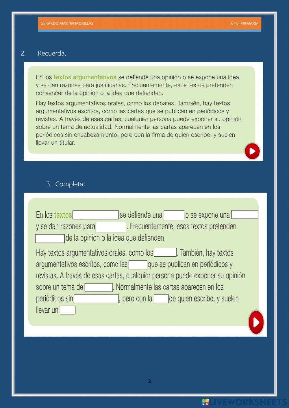 Competencia lectora. Tarea 7. 6º. Competencia lectora. Tarea 7. 6º.