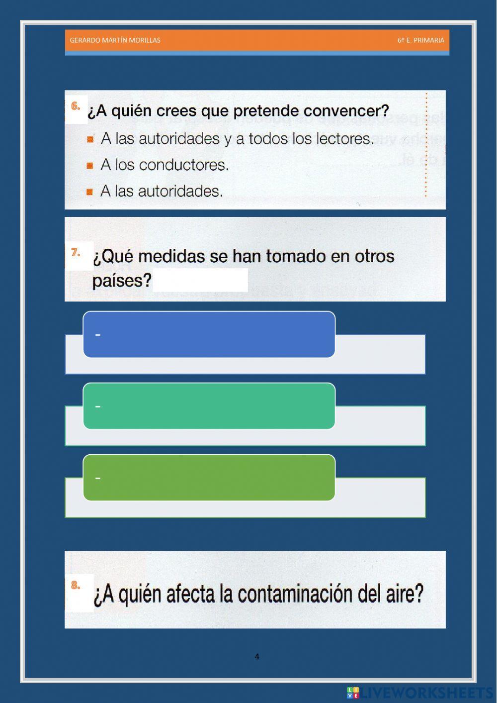 Competencia lectora. Tarea 7. 6º. Competencia lectora. Tarea 7. 6º.