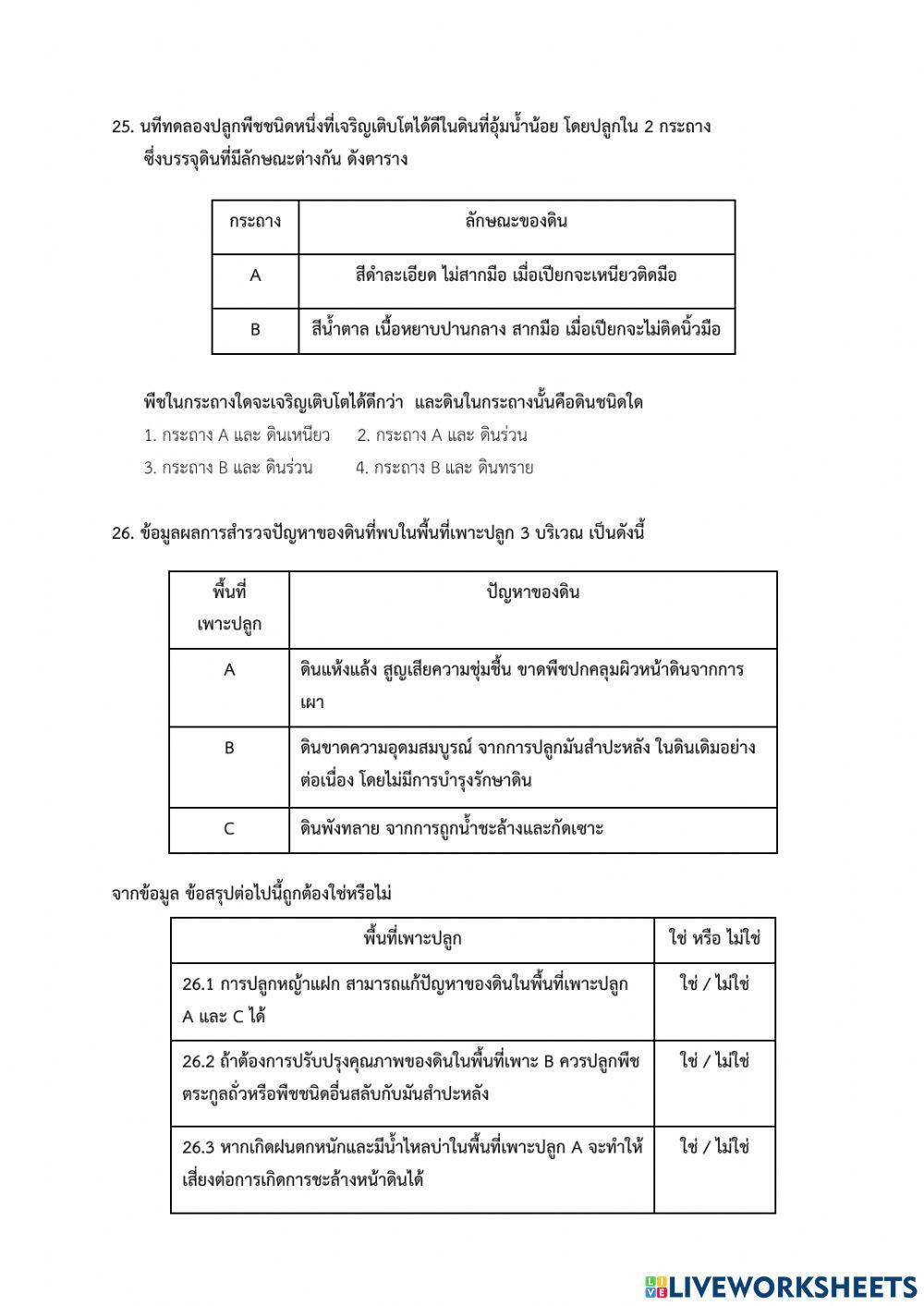 O-net ป.6 วิทยาศาสตร์โลก และอวกาศ