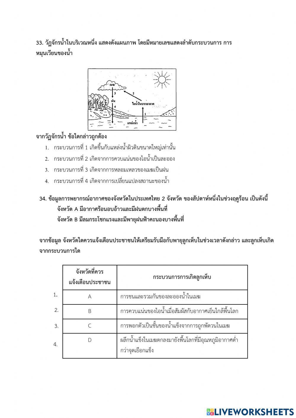 O-net ป.6 วิทยาศาสตร์โลก และอวกาศ