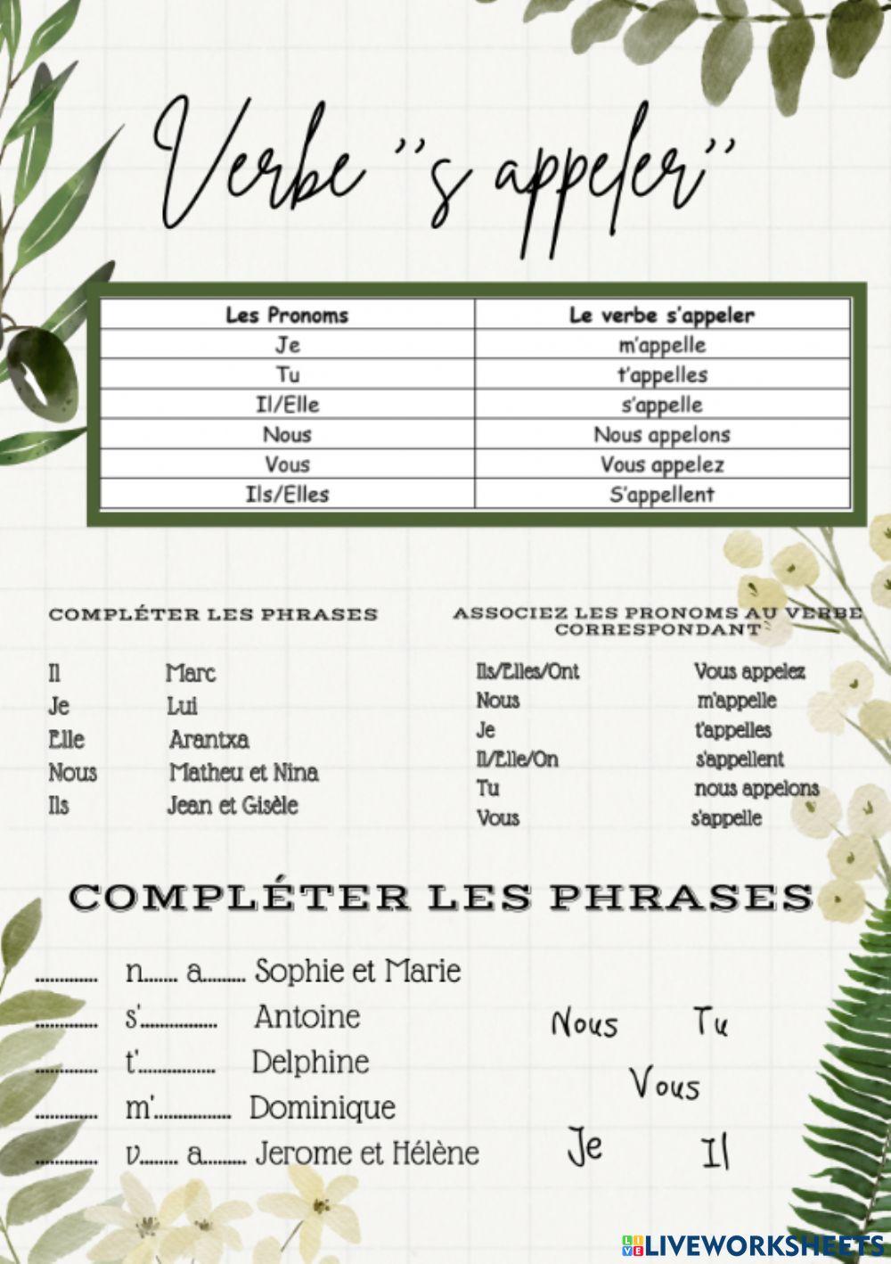 Le verbe ''s'appeller''