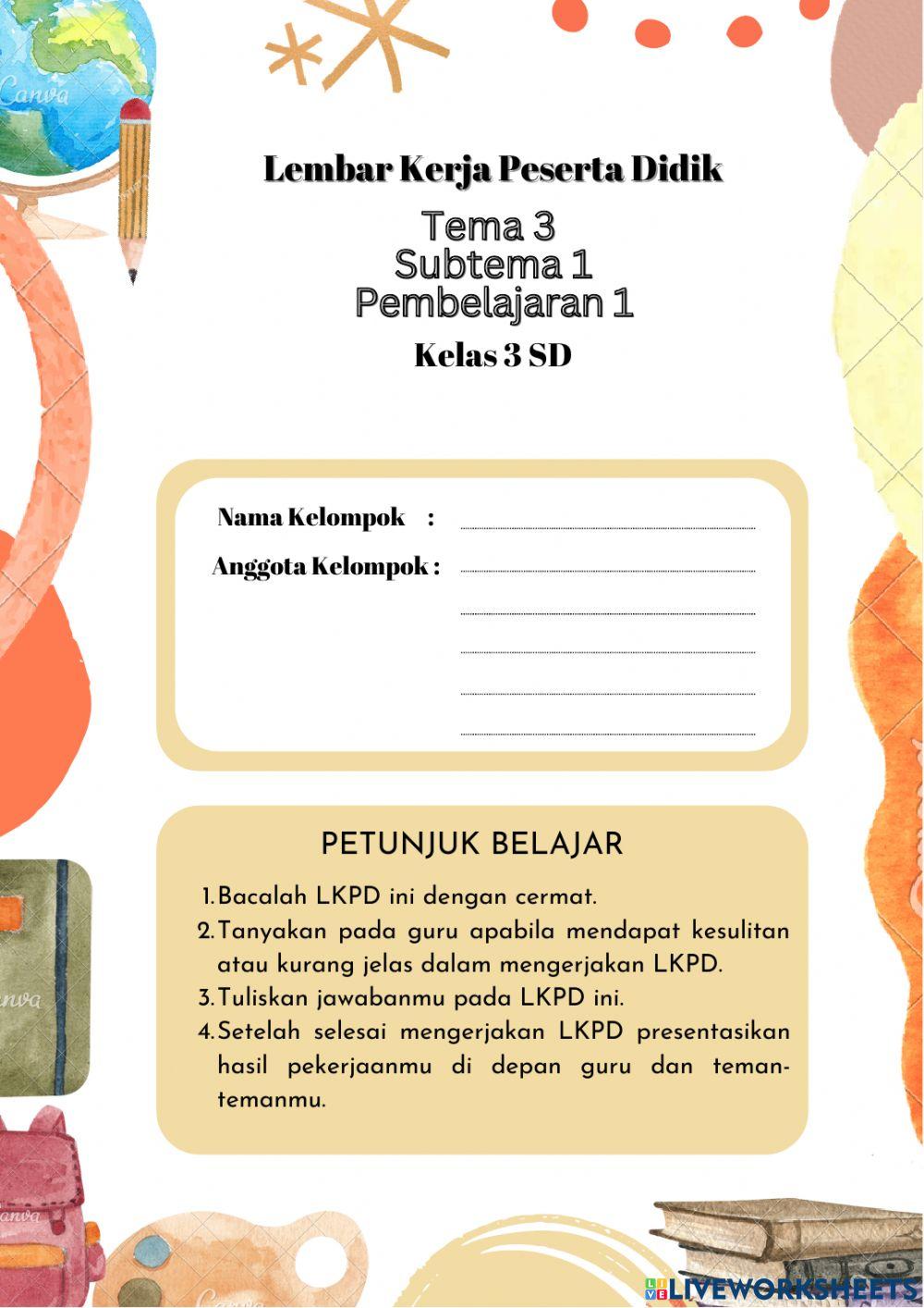 Tema 3 st 1 pb 1 kelas 3 sd