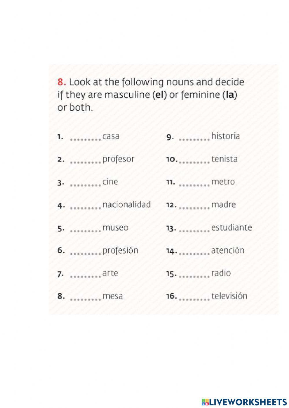 Artículo masculino y femenino