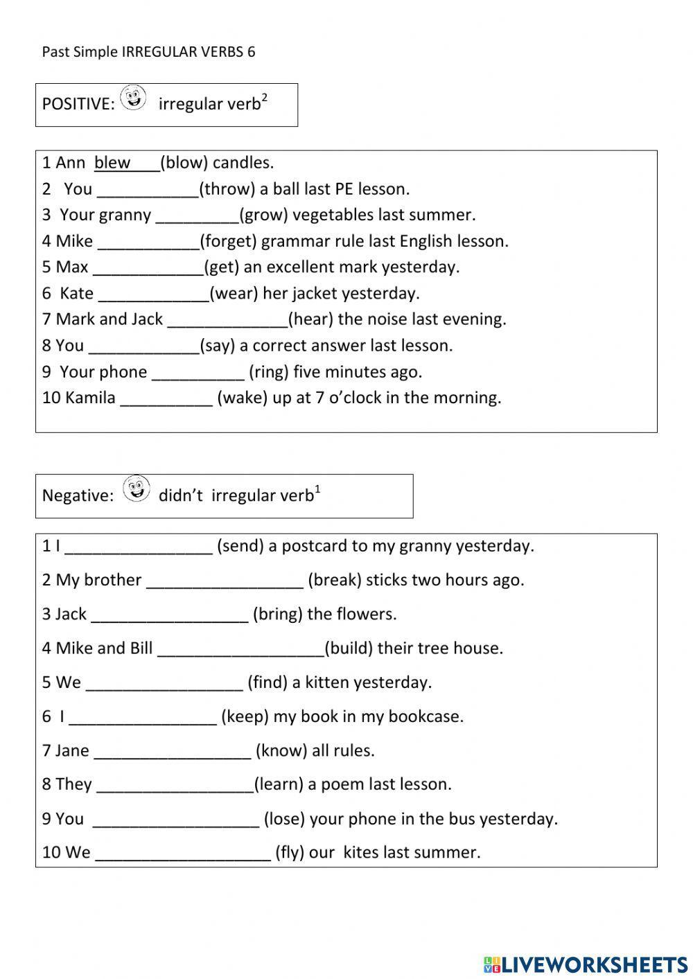 Past Simple Irregular verbs 6