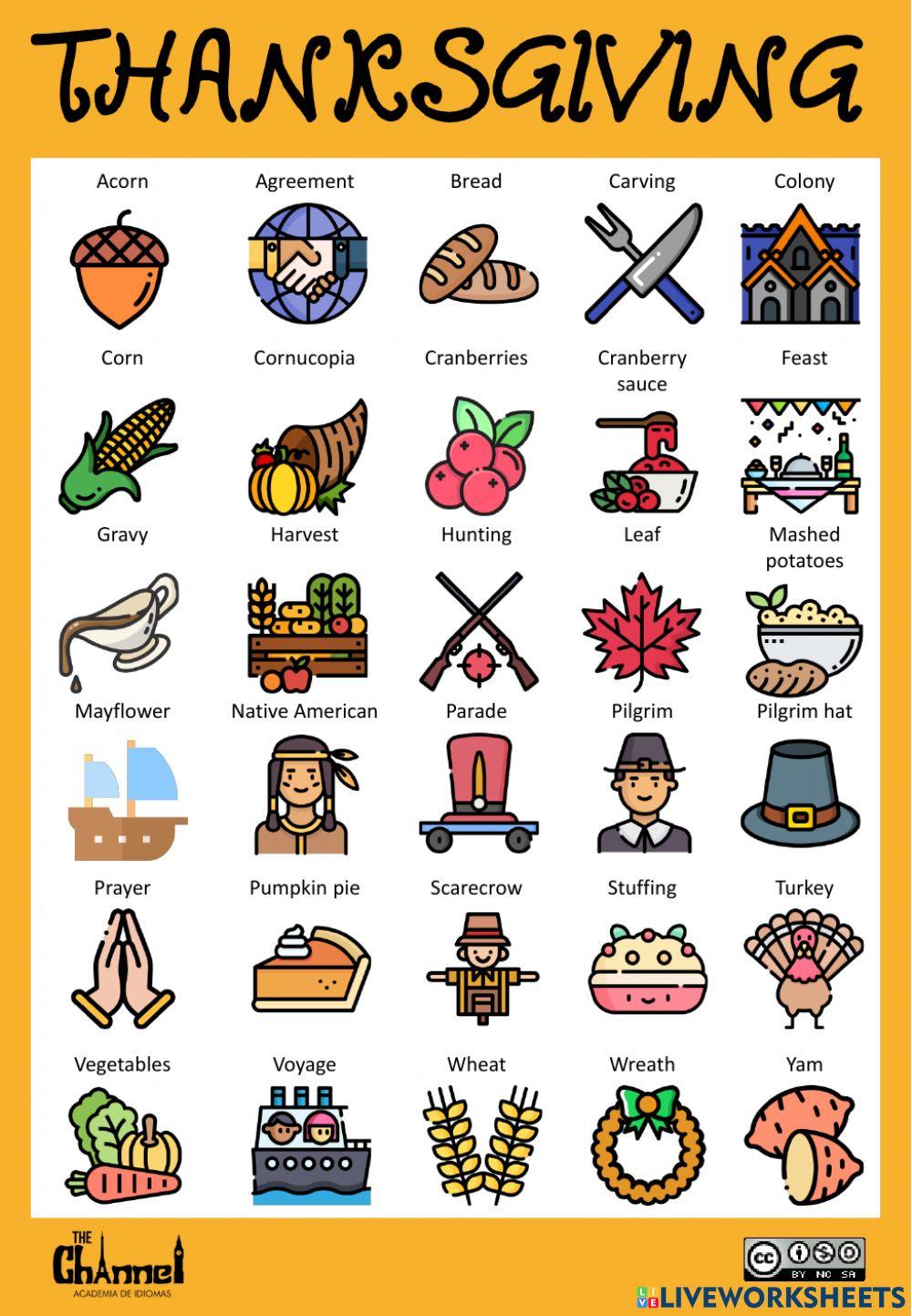 2197408 | THANKSGIVING - Vocabulary (30 words) | The 2197408-thanksgiving-vocabulary-30-words-the