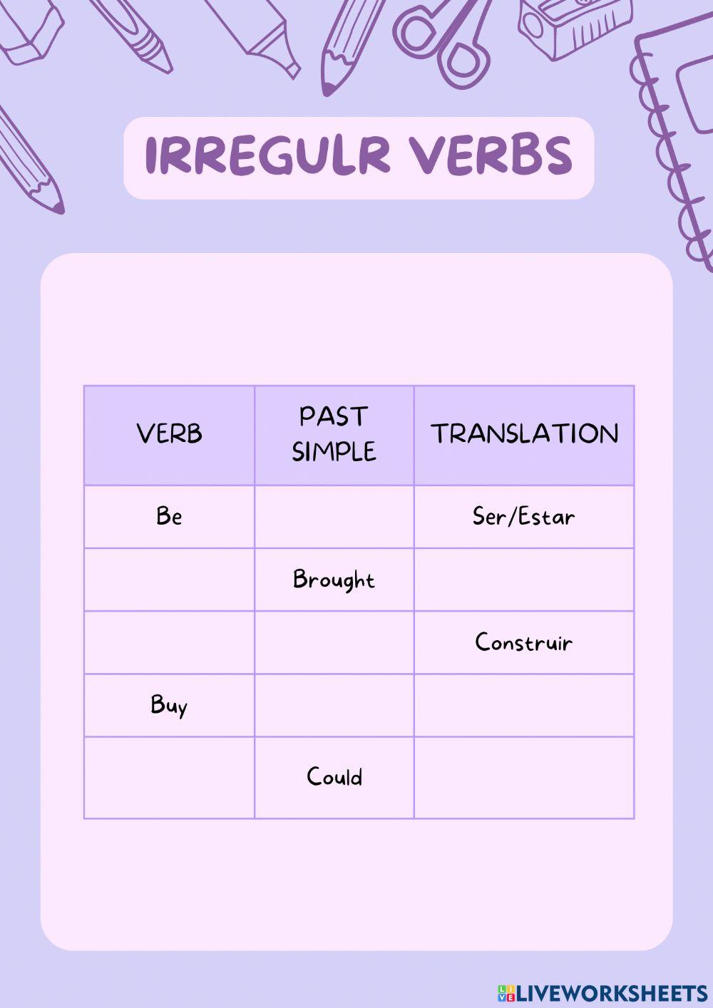 Irregular verbs