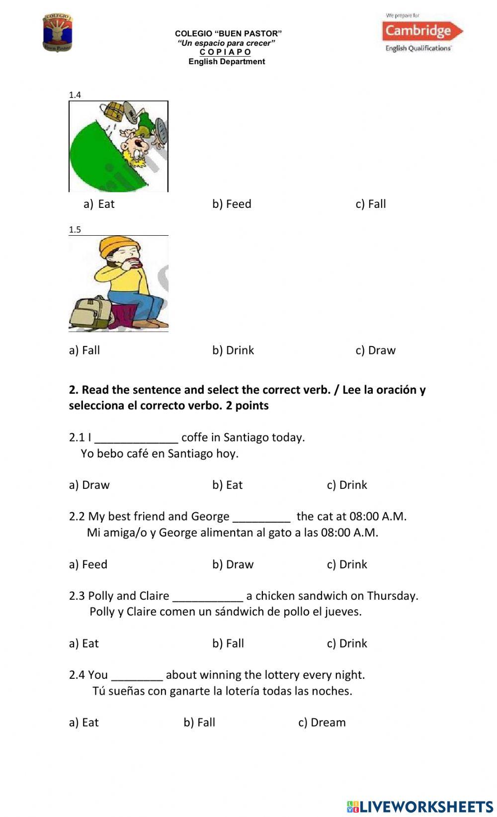 Irregular Verbs Quiz nº4 Year 8 -