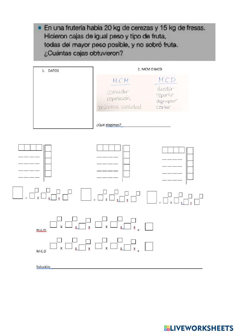 PROBLEMAS DE mcm y MCD