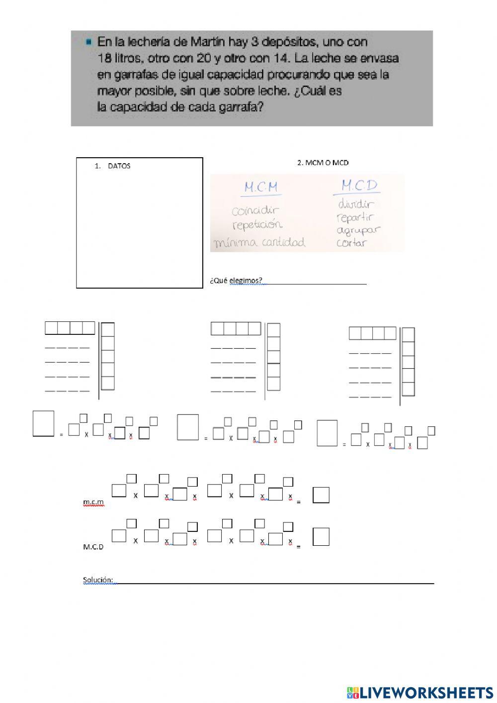 PROBLEMAS DE mcm y MCD
