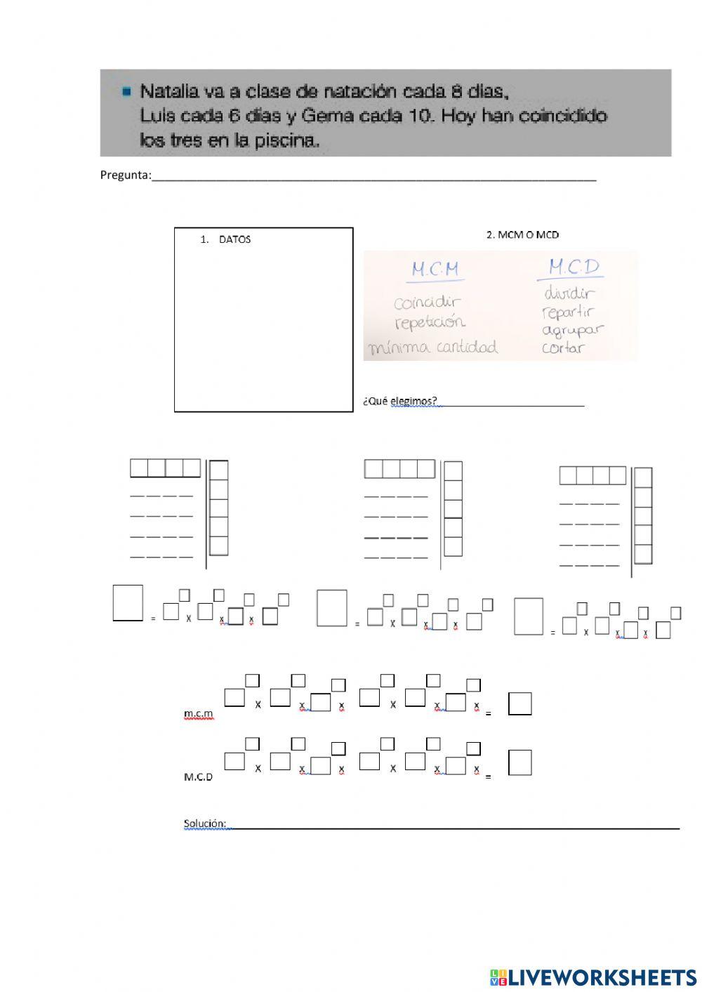 PROBLEMAS DE mcm y MCD