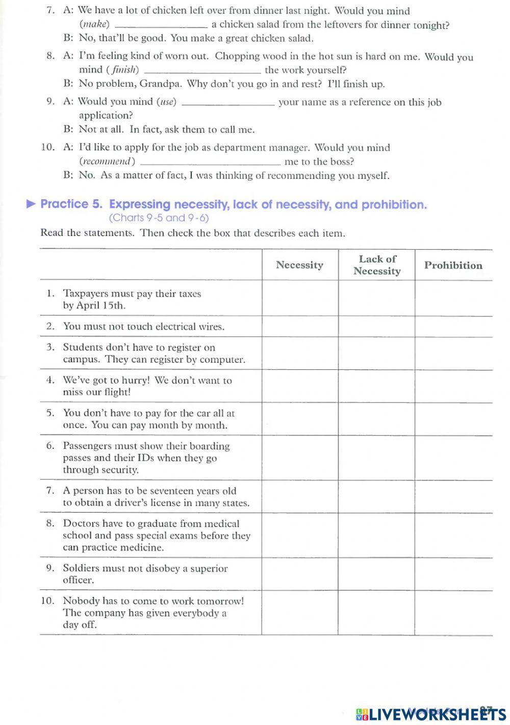 MODALS VERB PART 1- PRACTICE online exercise for | Live Worksheets