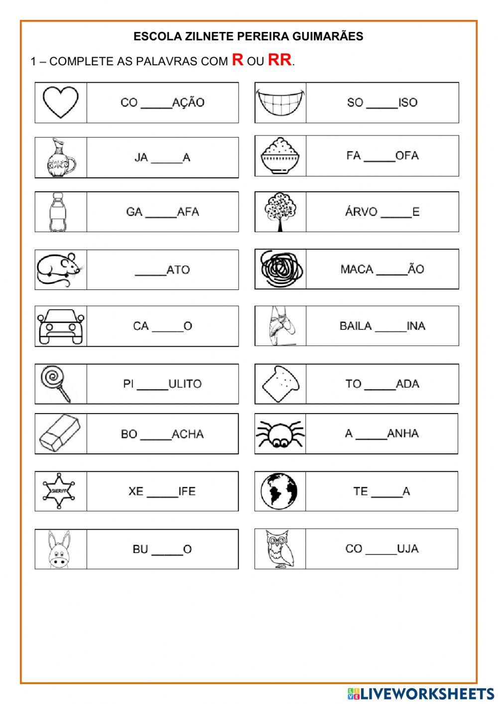 Palavras com RR e SS
