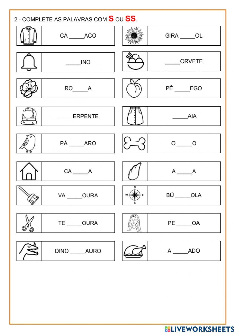 Palavras com RR e SS