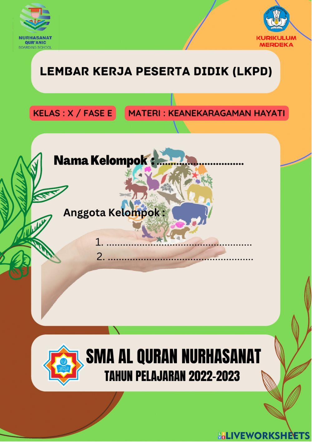 LKPD PROBLEM BASED LEARNING KEANEARAGAMAN HAYATI online exercise for ...