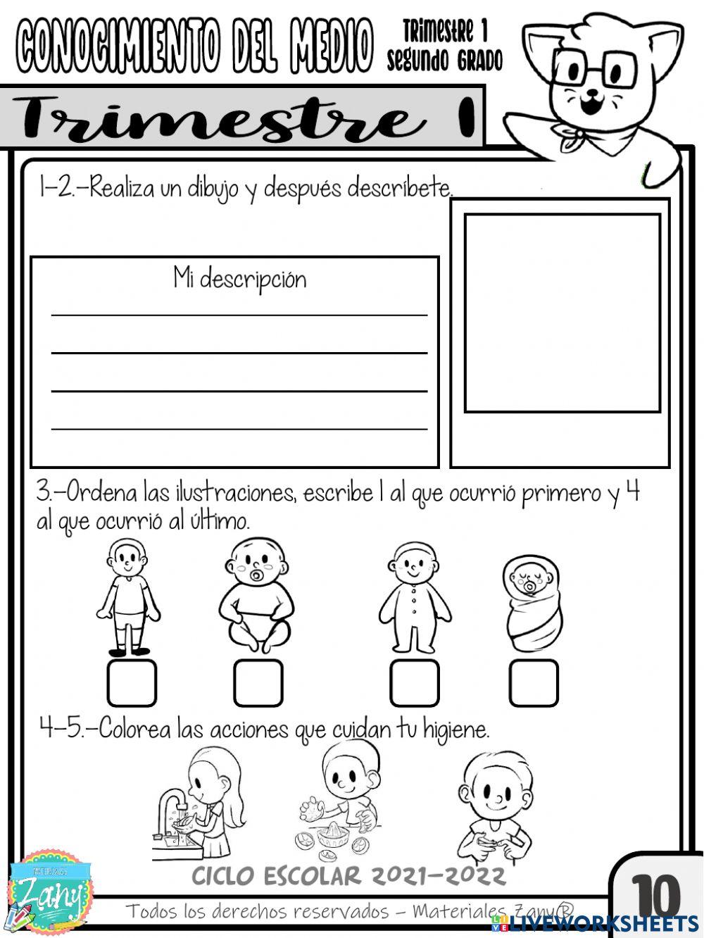 Evaluación 2do. grado 1er trimestre primaria
