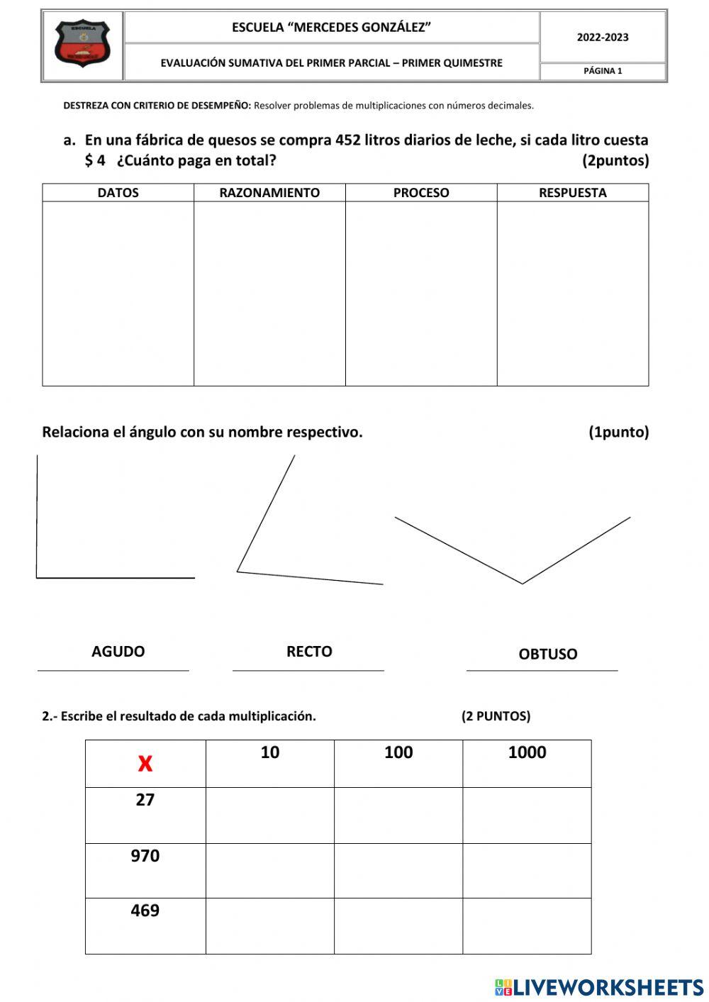 Evaluacion de matematica
