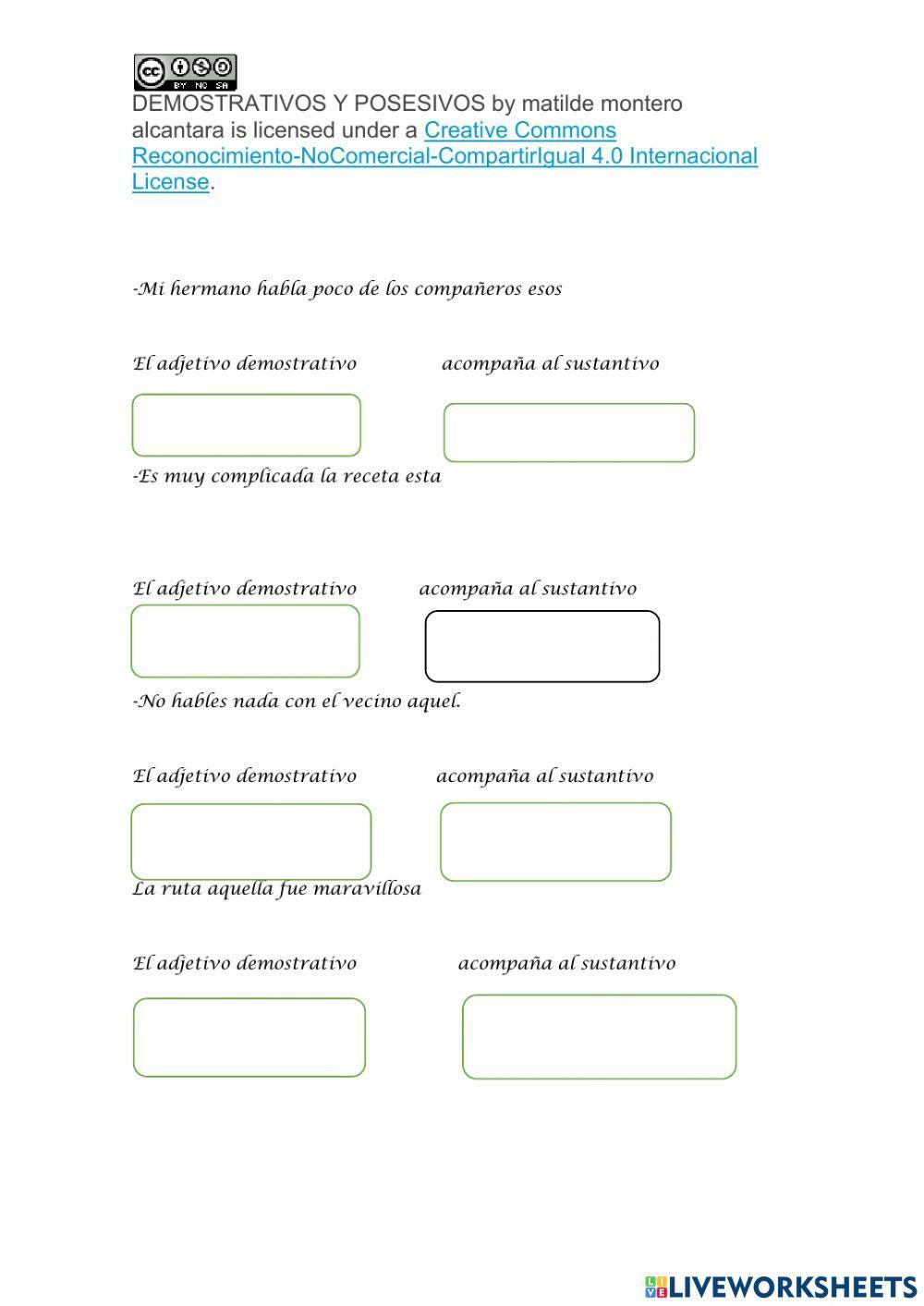 Demostrativos y posesivos