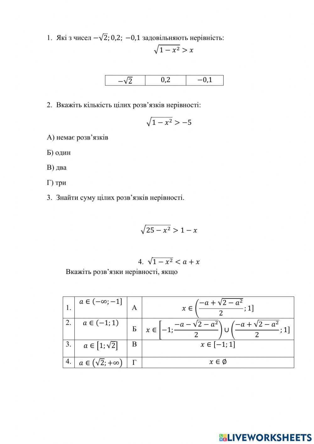 Розв'язування ірраціональних нерівностей