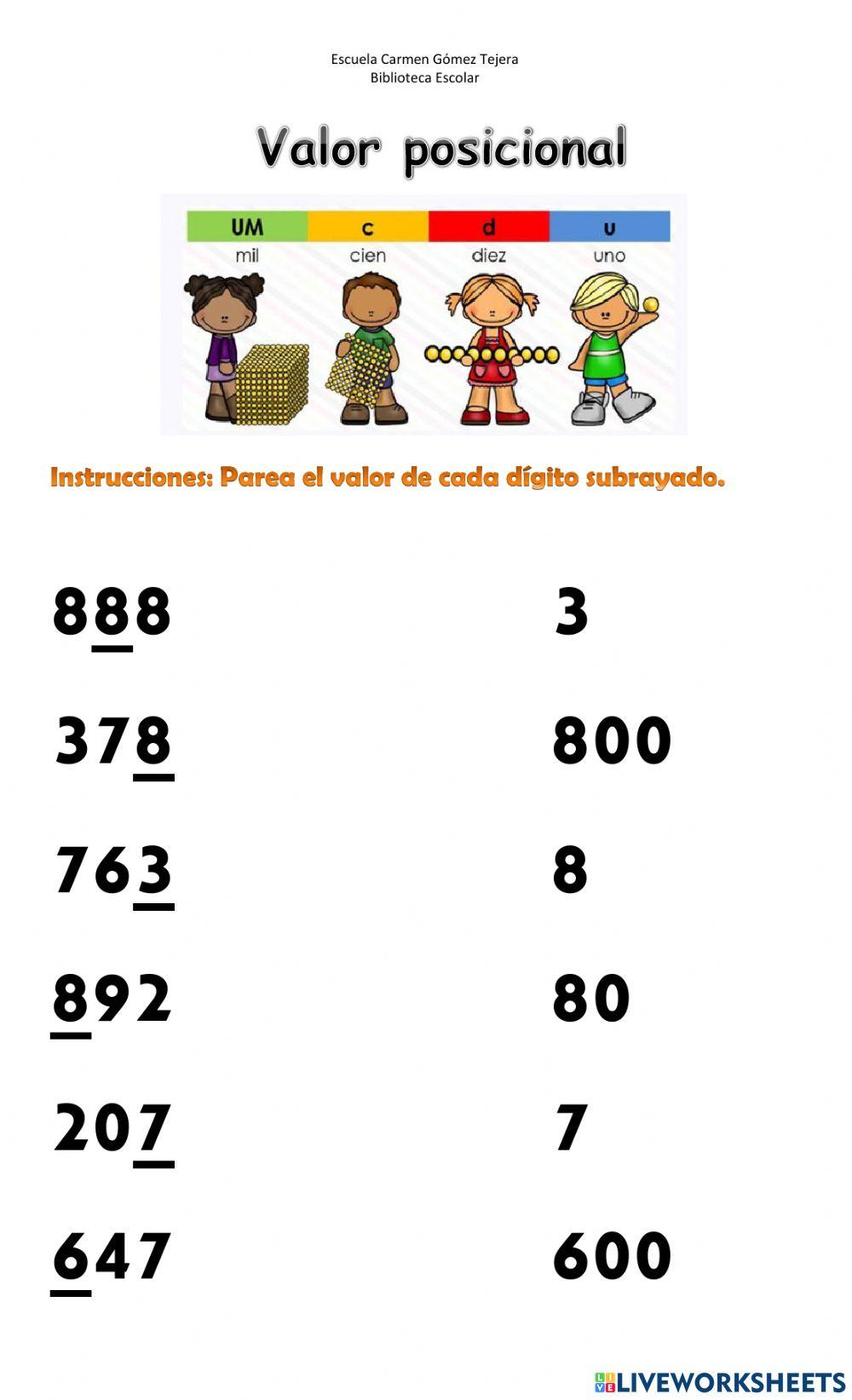 Valor posicional hasta la centena