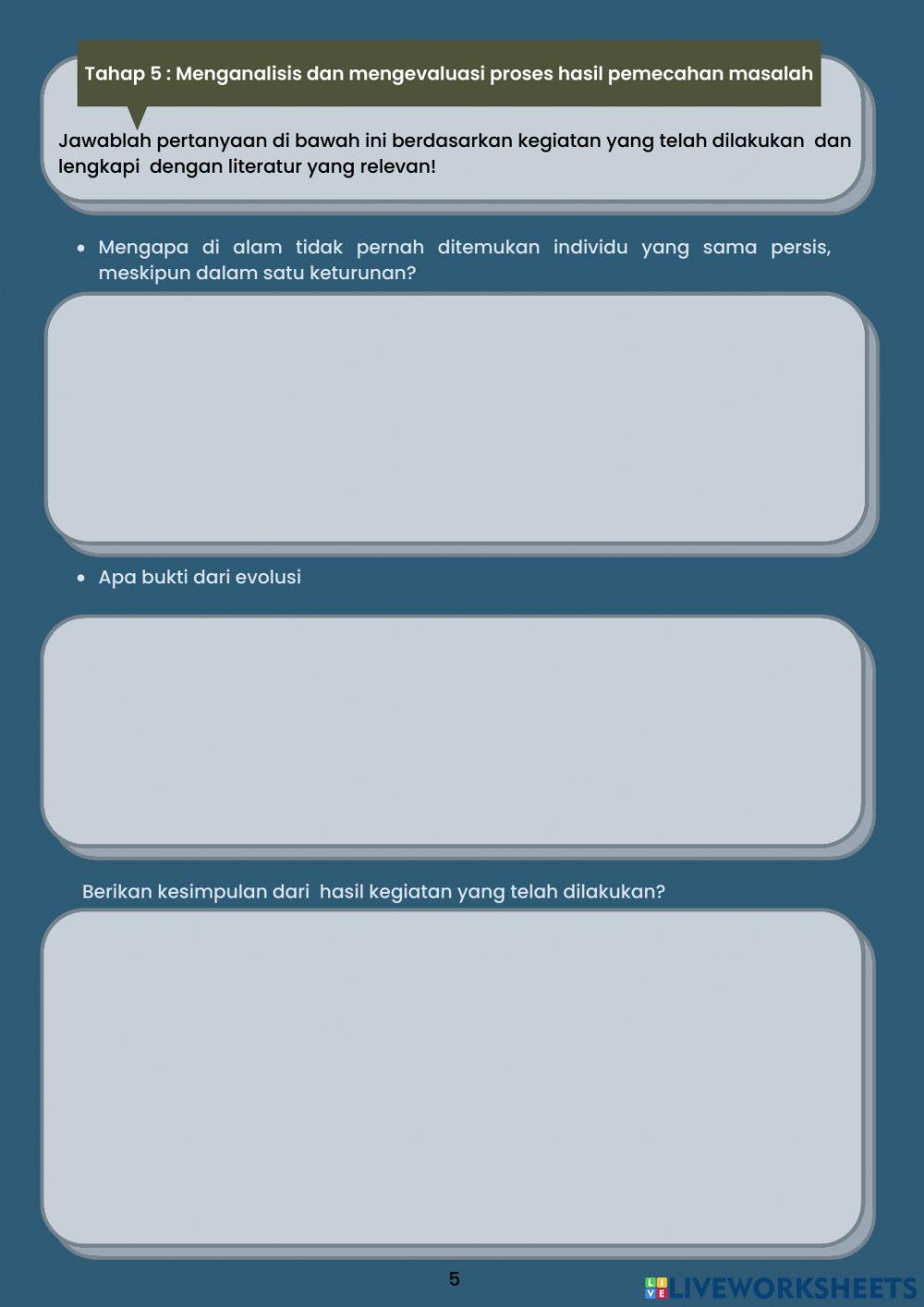 E-lkpd berorientasi problem based learning Materi Evolusi-Asal Usul ...