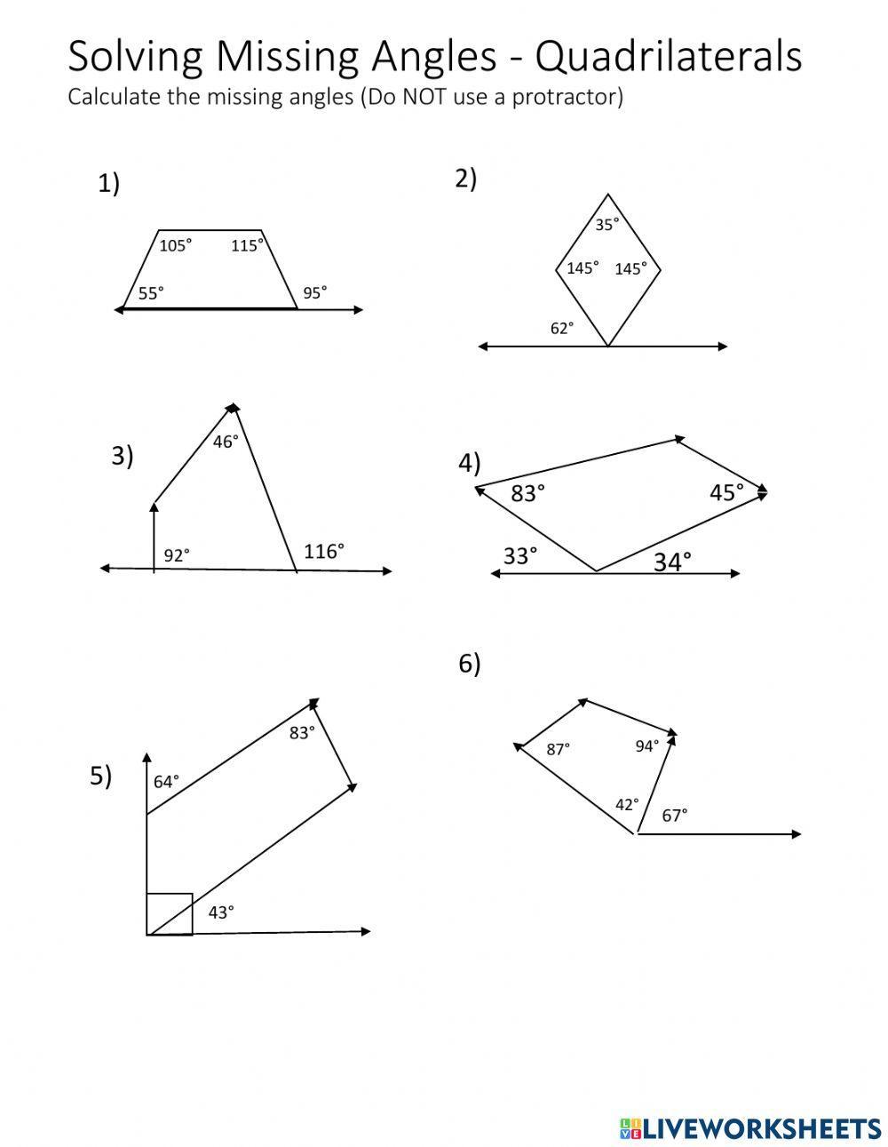 Interior and Exterior Angles with Quadrilaterals