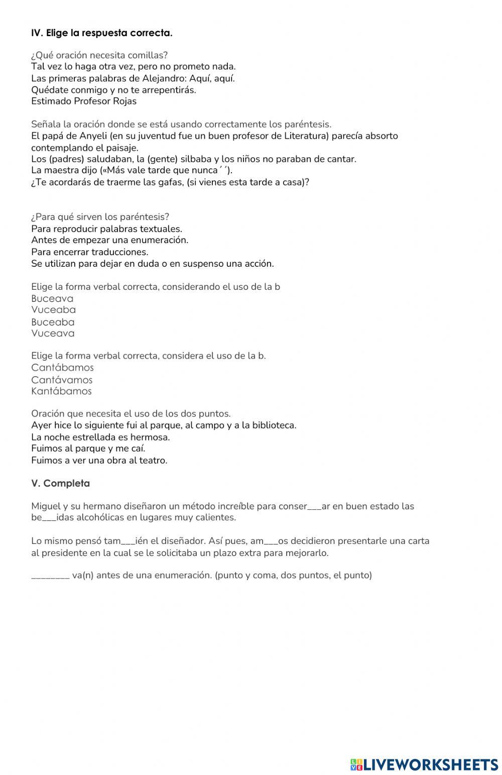 Repaso de Ortografía, 1er trimestre