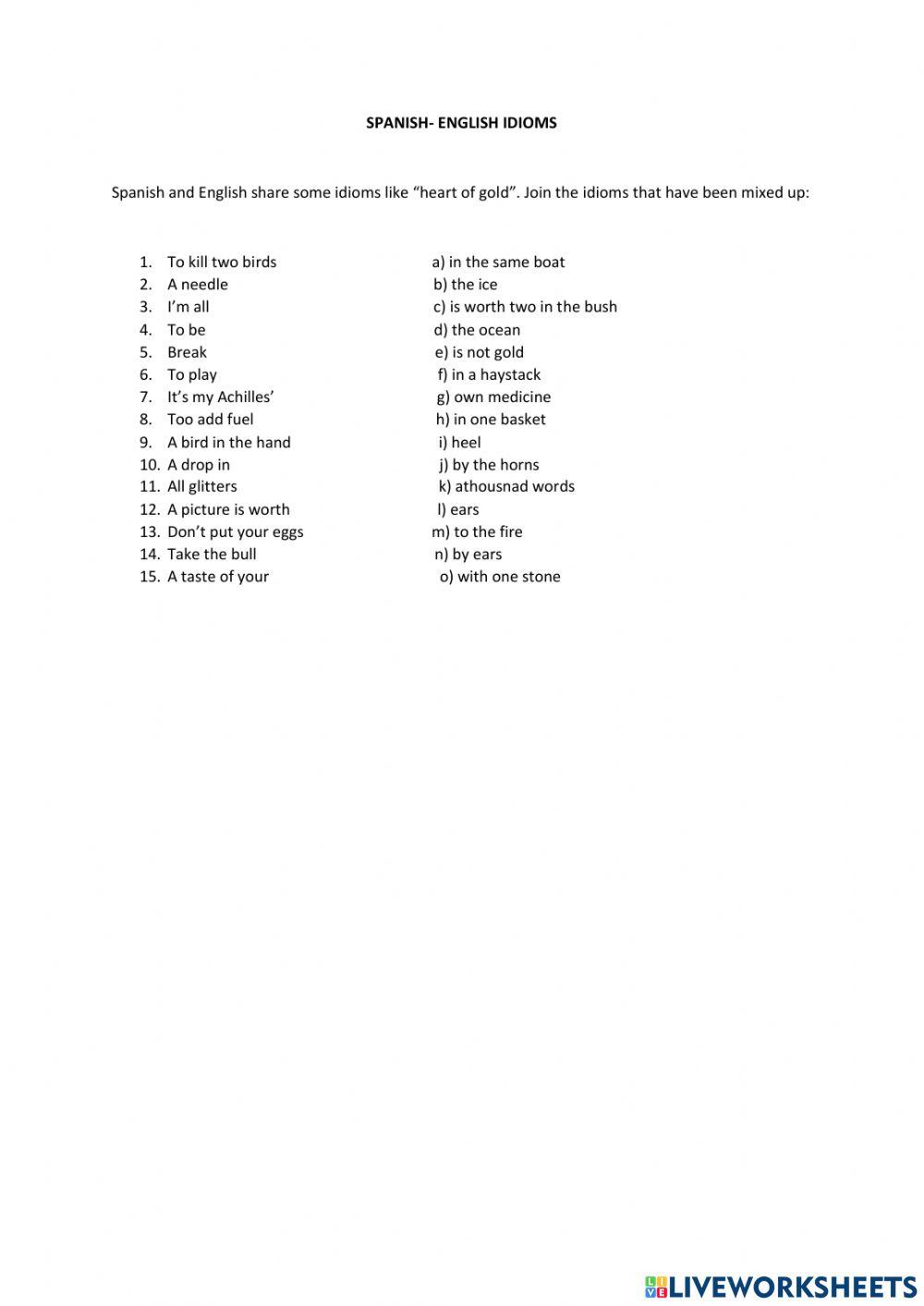 Spanish-English Idioms