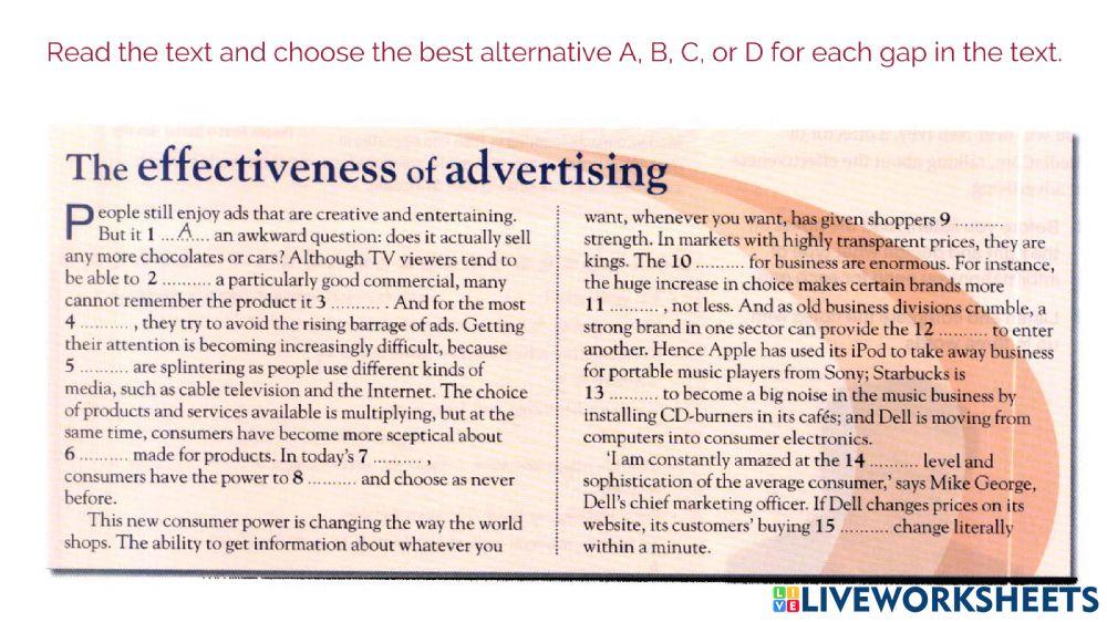 Ba U9 The effectivness of advertising