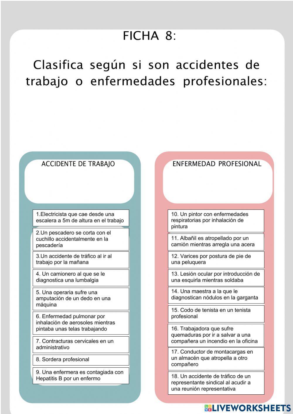 Ficha 8 (FOL) Accidente de trabajo o enfermedad profesional