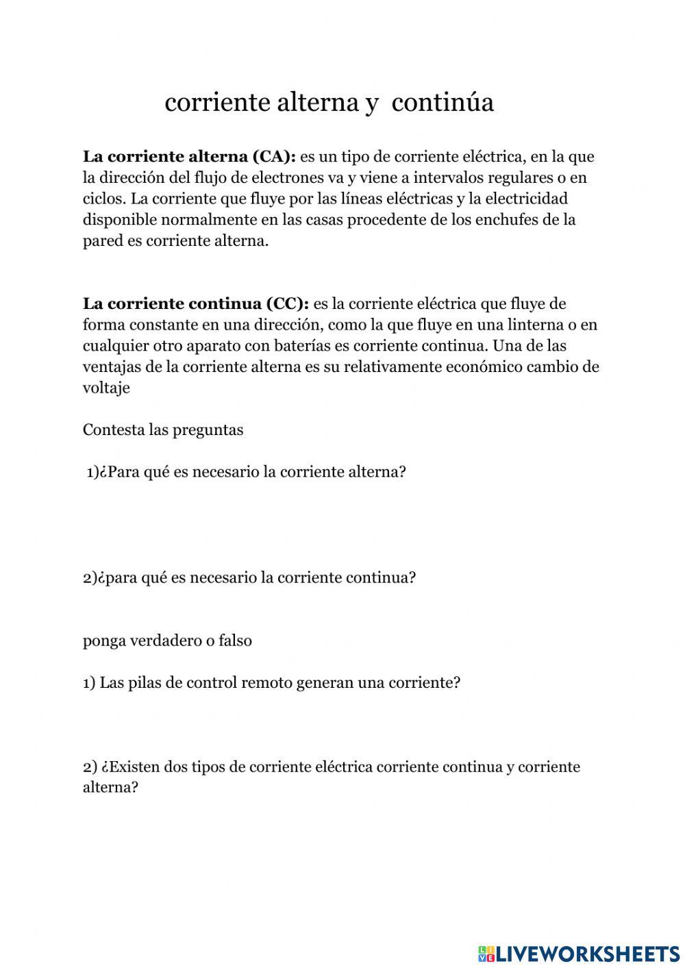 Corriente alterna y continua