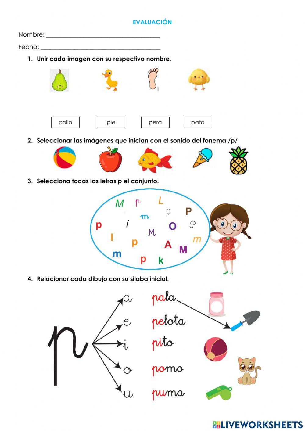 Evaluación fonema p