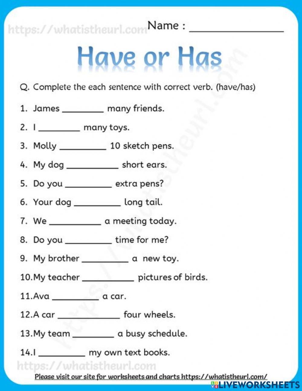 Have-has free exercise | Live Worksheets