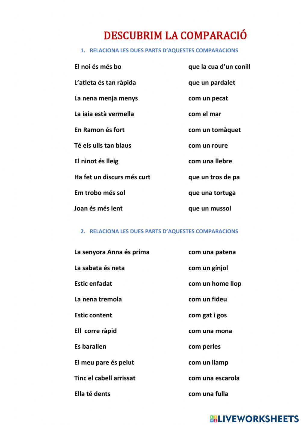 La comparació amb expressions